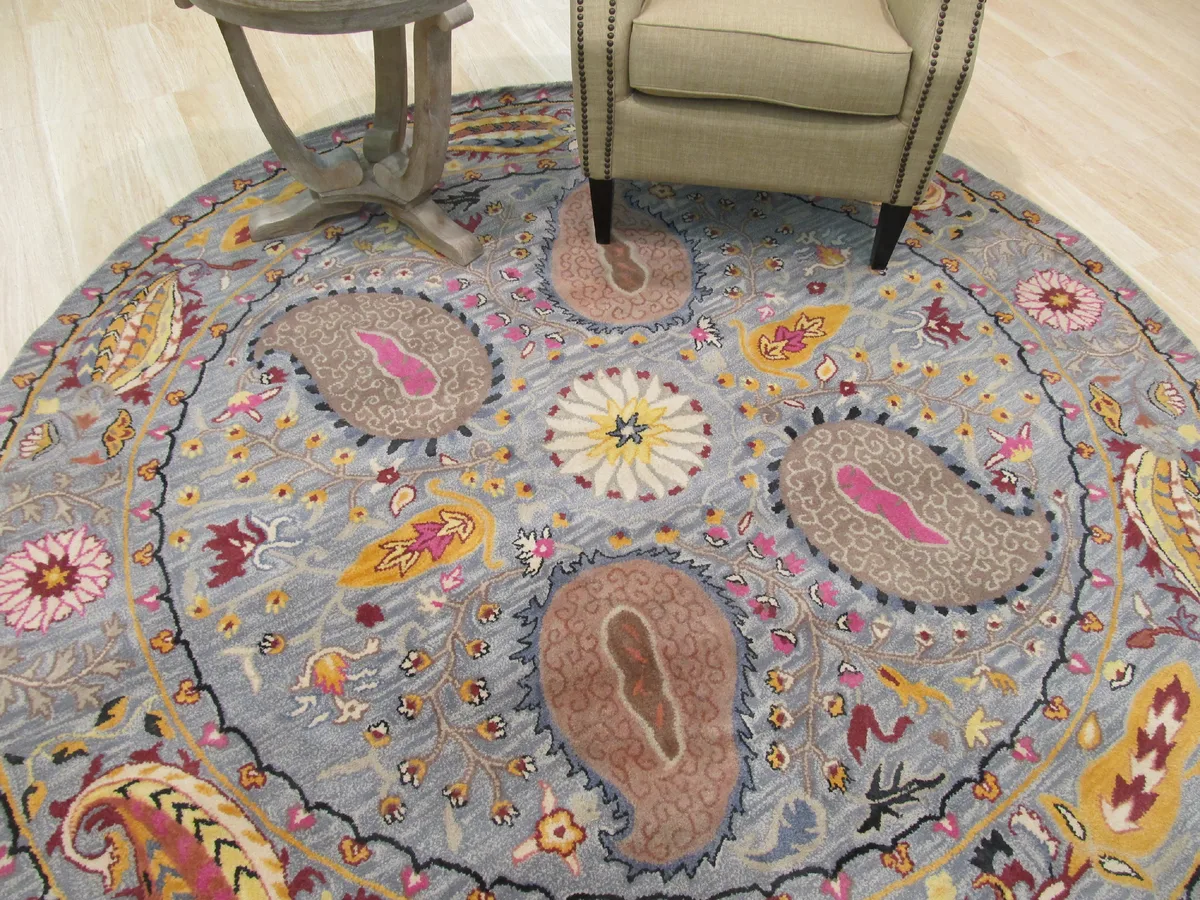 EORC EORC Floral Paisley Hand-Tufted Wool Rug 6' Round — product photo