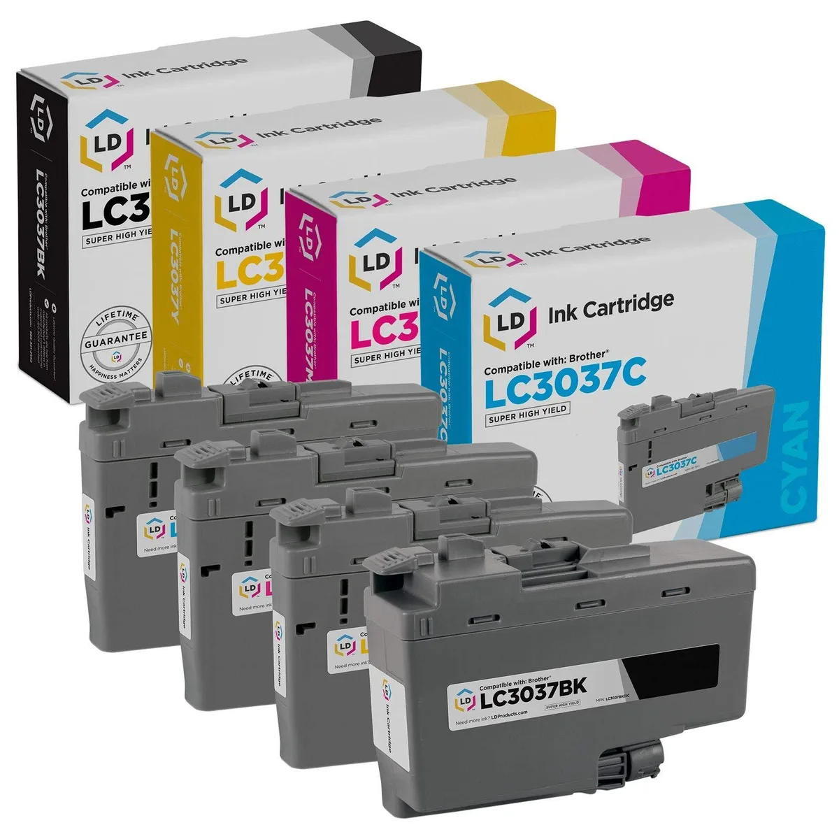 Brother LD Compatible Brother LC3037 Super High Yield 4-Colour Ink Cartridge Set 3000 Pages — product photo