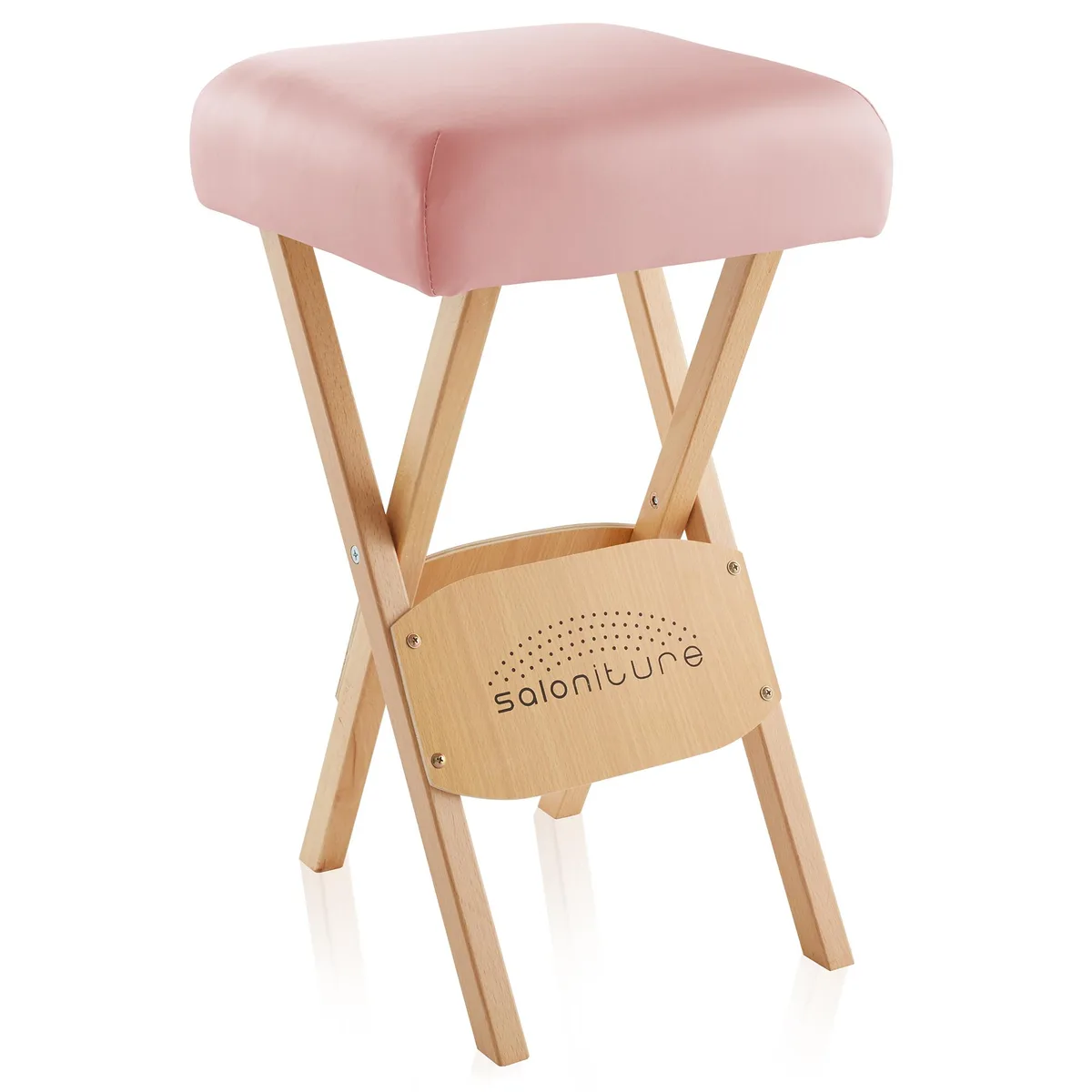Saloniture Saloniture Wood Folding Massage Stool Pink — product photo