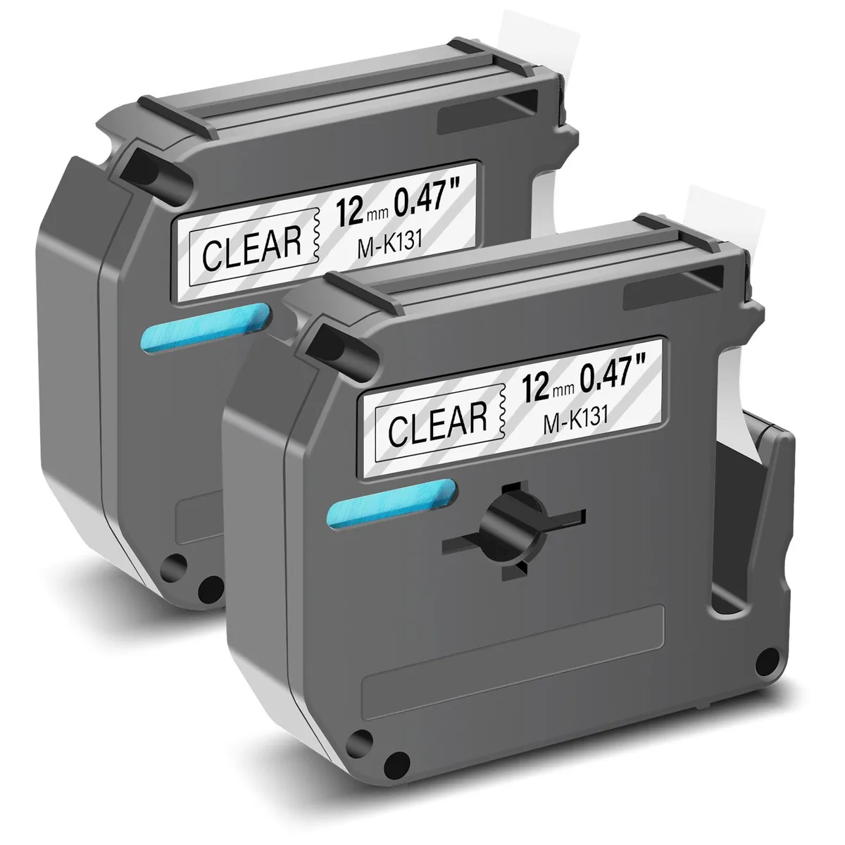 GREENCYCLE GREENCYCLE MK-131 label tape 12 mm × 8 m black on clear 2 pack — product photo