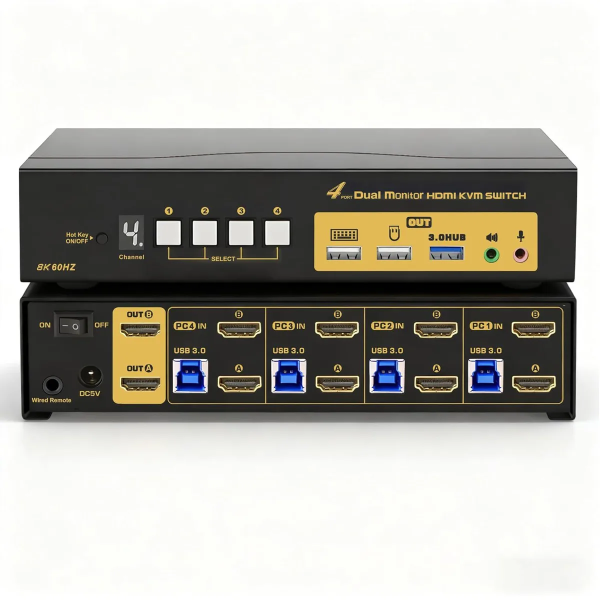 IHDAPP IHDAPP 8K@60Hz 4-Port Dual Monitor HDMI KVM Switch — product photo
