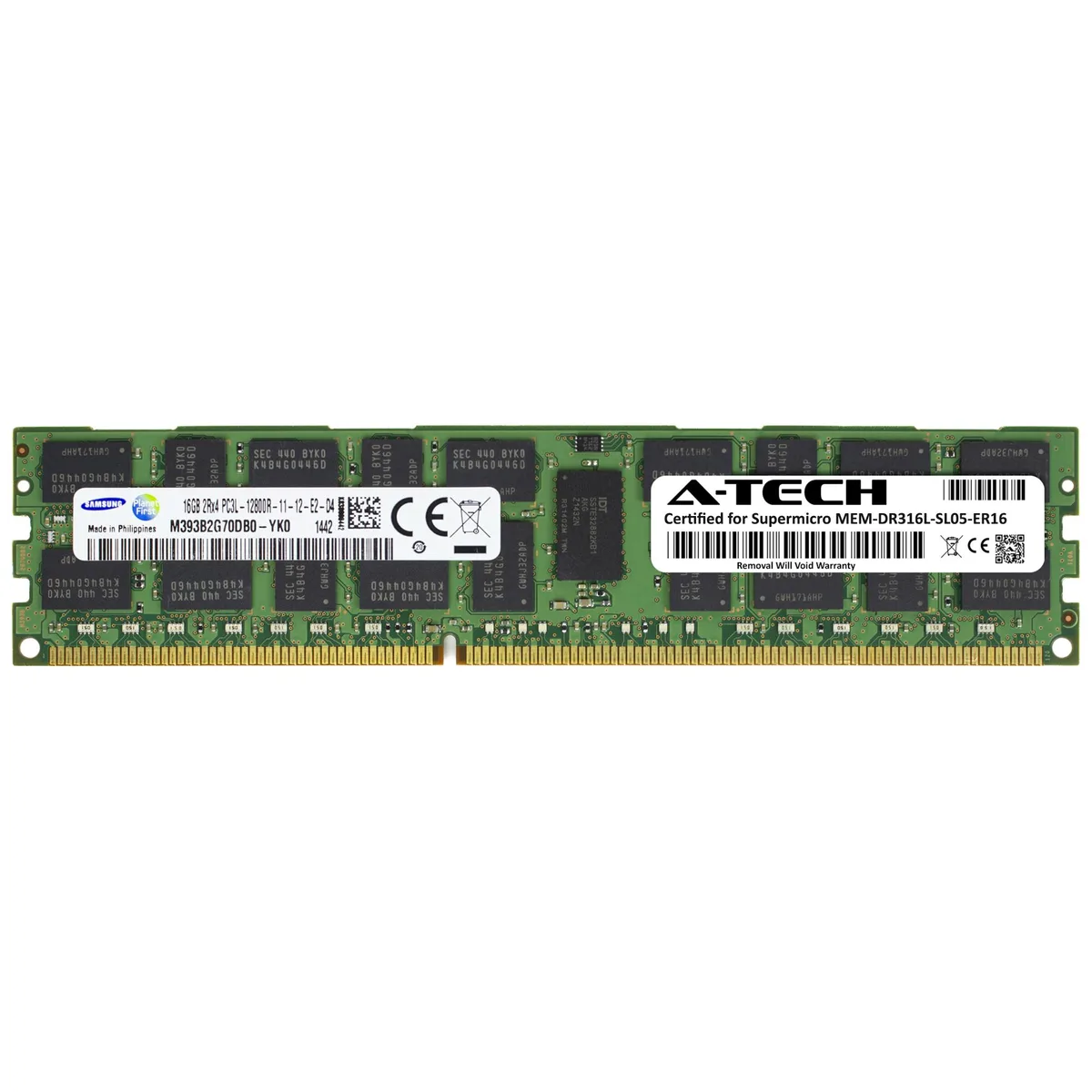 A-Tech A-Tech Supermicro Certified 16GB DDR3L 1600 ECC RDIMM 2Rx4 1.35V 240-Pin — product photo