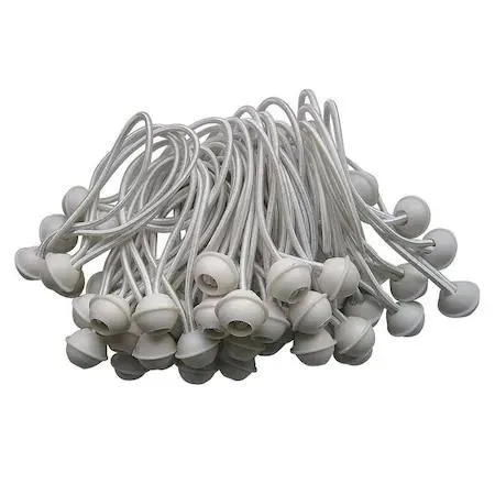 Fifty white elastic ball bungee snuggers in a pack