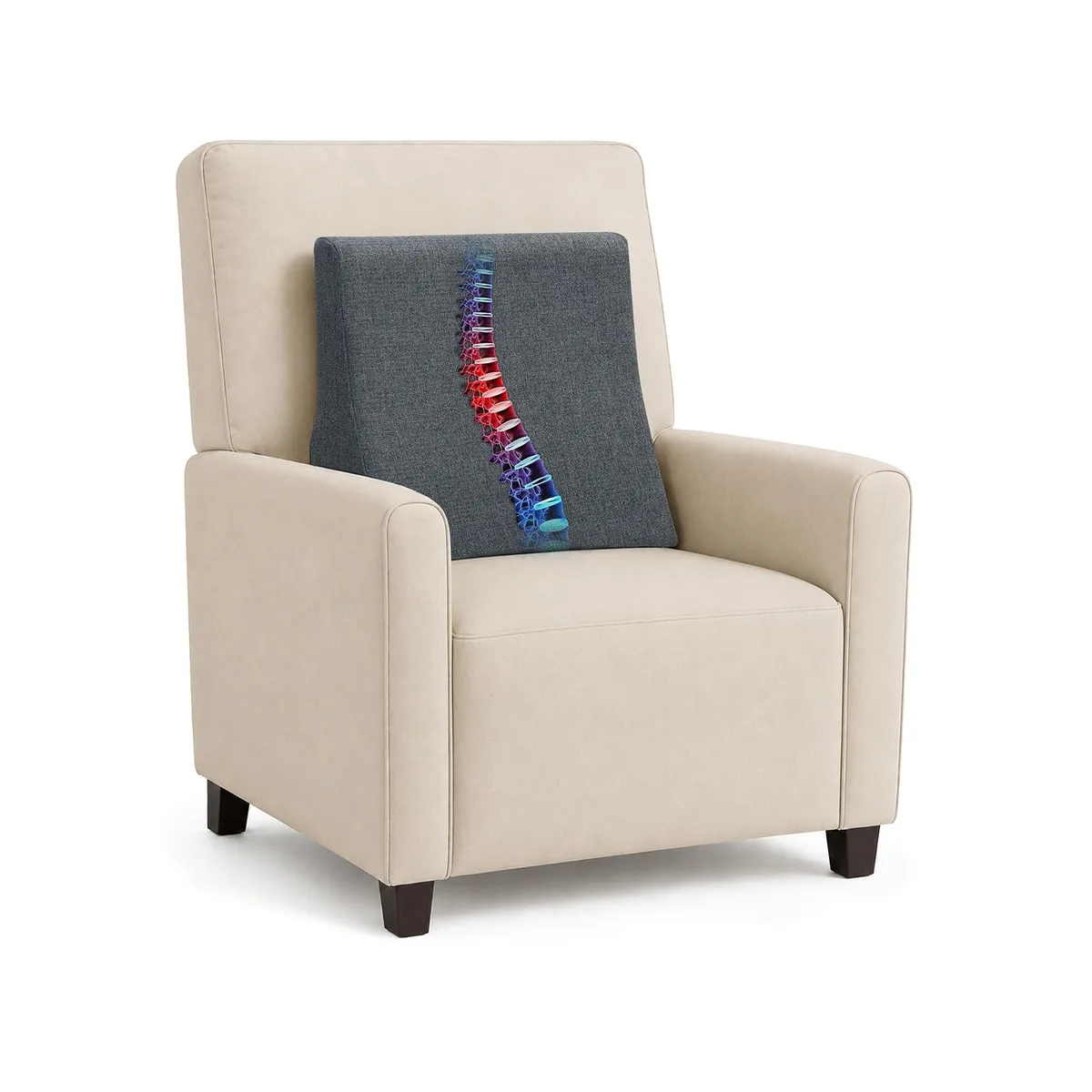 Pack of ten gray lumbar support pillows, each sixteen inches with contoured foam core and removable cover