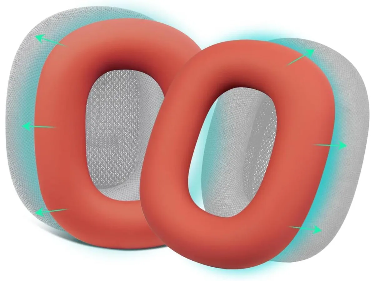 Red silicone ear-pad covers for AirPods Max headphones