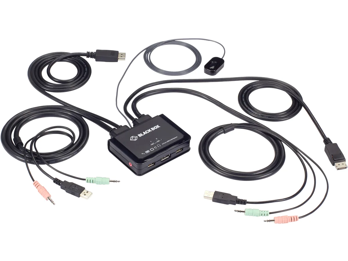 Black Box Corporation Black Box KV62-CBL 2-Port 4K60 DisplayPort KVM Switch — product photo