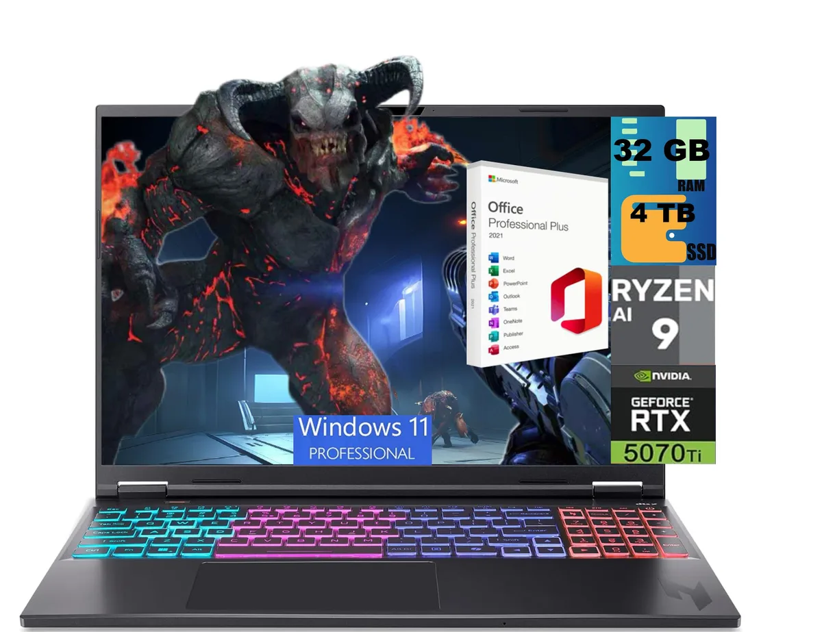 Acer America Acer America Nitro 16S gaming laptop 16 180Hz Ryzen AI 9 365 RTX 5070 Ti 32GB 4TB — product photo