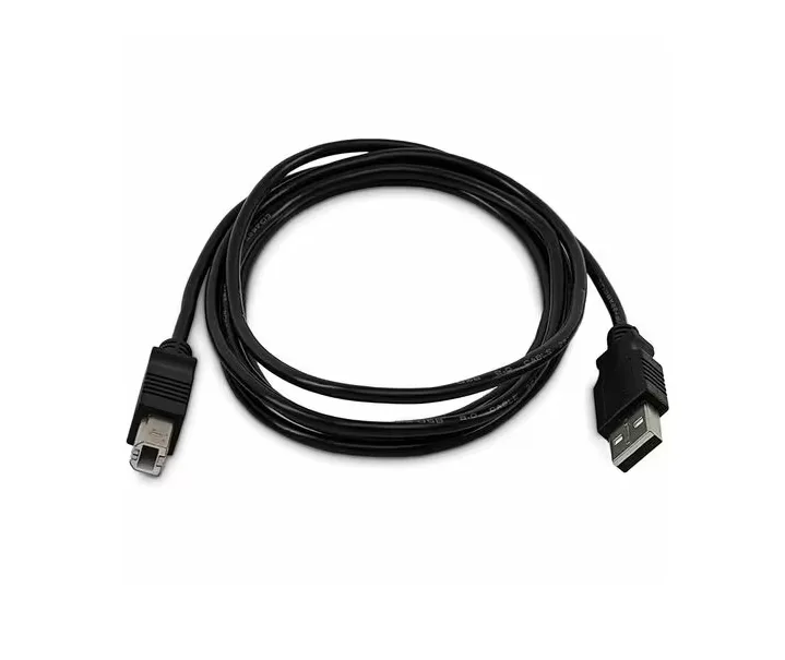 Black 10-foot USB 2.0 cable with rectangular USB-A and square USB-B male connectors