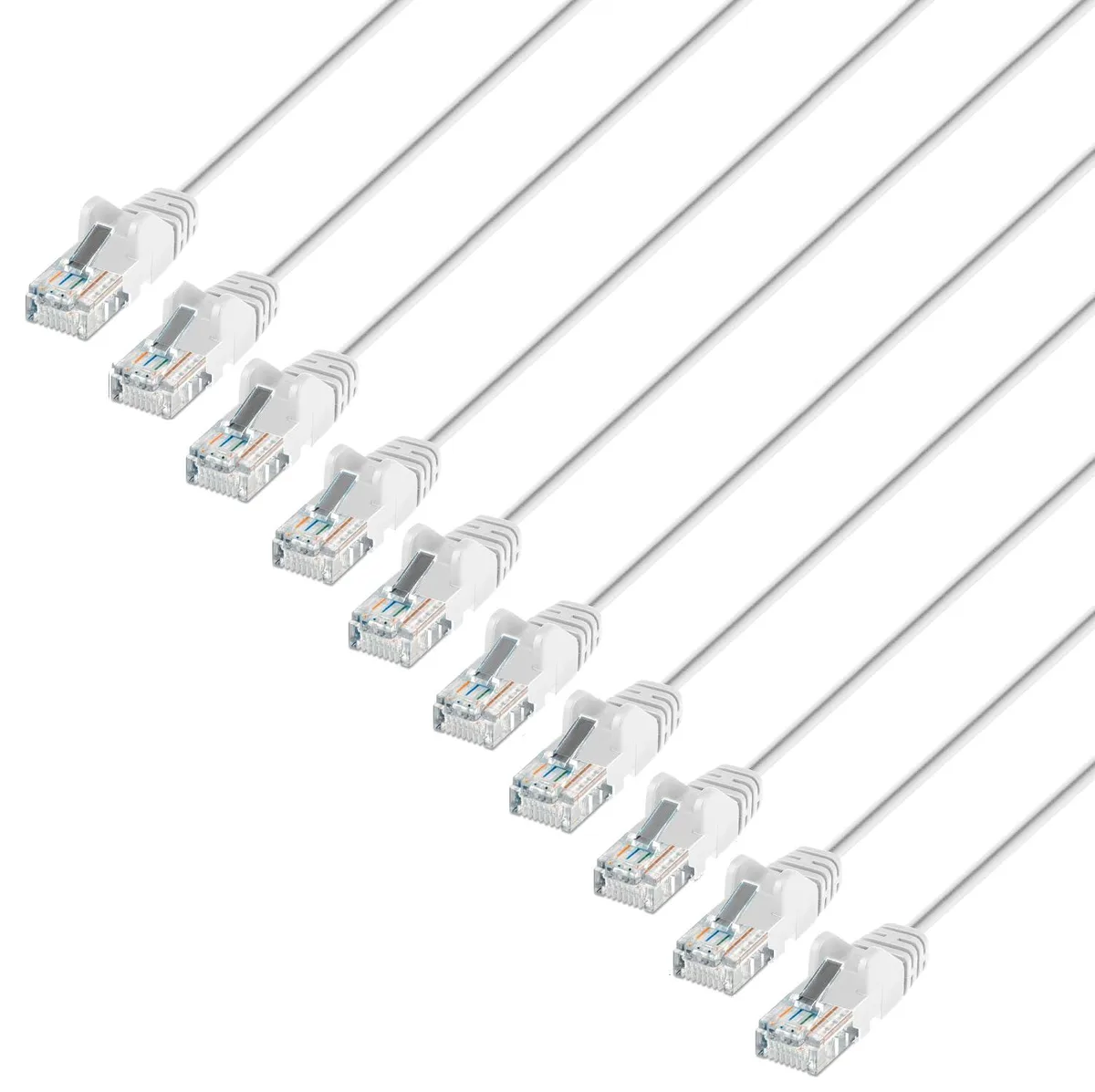 Intellinet Network Solutions Intellinet Cat6 U/UTP Slim Ethernet Cable 14 ft White 10-Pack 30 AWG — product photo