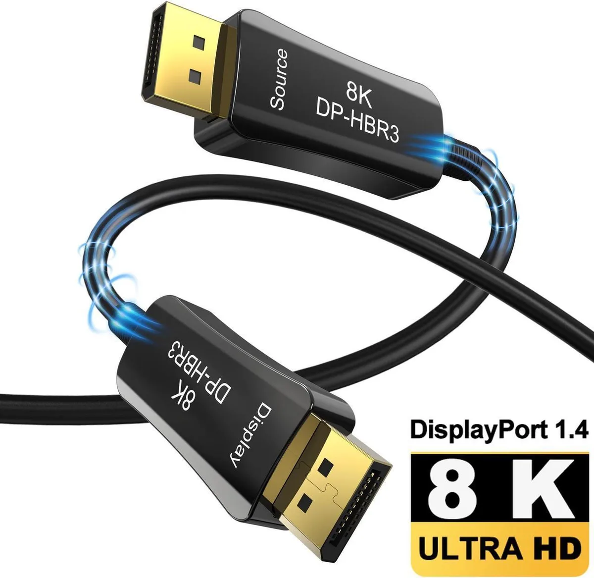 Aomoproing Aomoproing DisplayPort cable 100Feet 30m DP 1.4 32.4Gbps 8K 60Hz 4K 144Hz HBR3 DSC 1.2 HDR10 — product photo