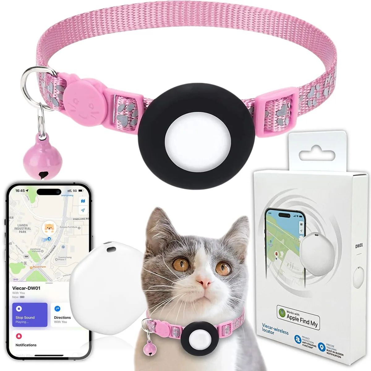  PAW GPS Tracker for Cats Apple Find My Pink — product photo
