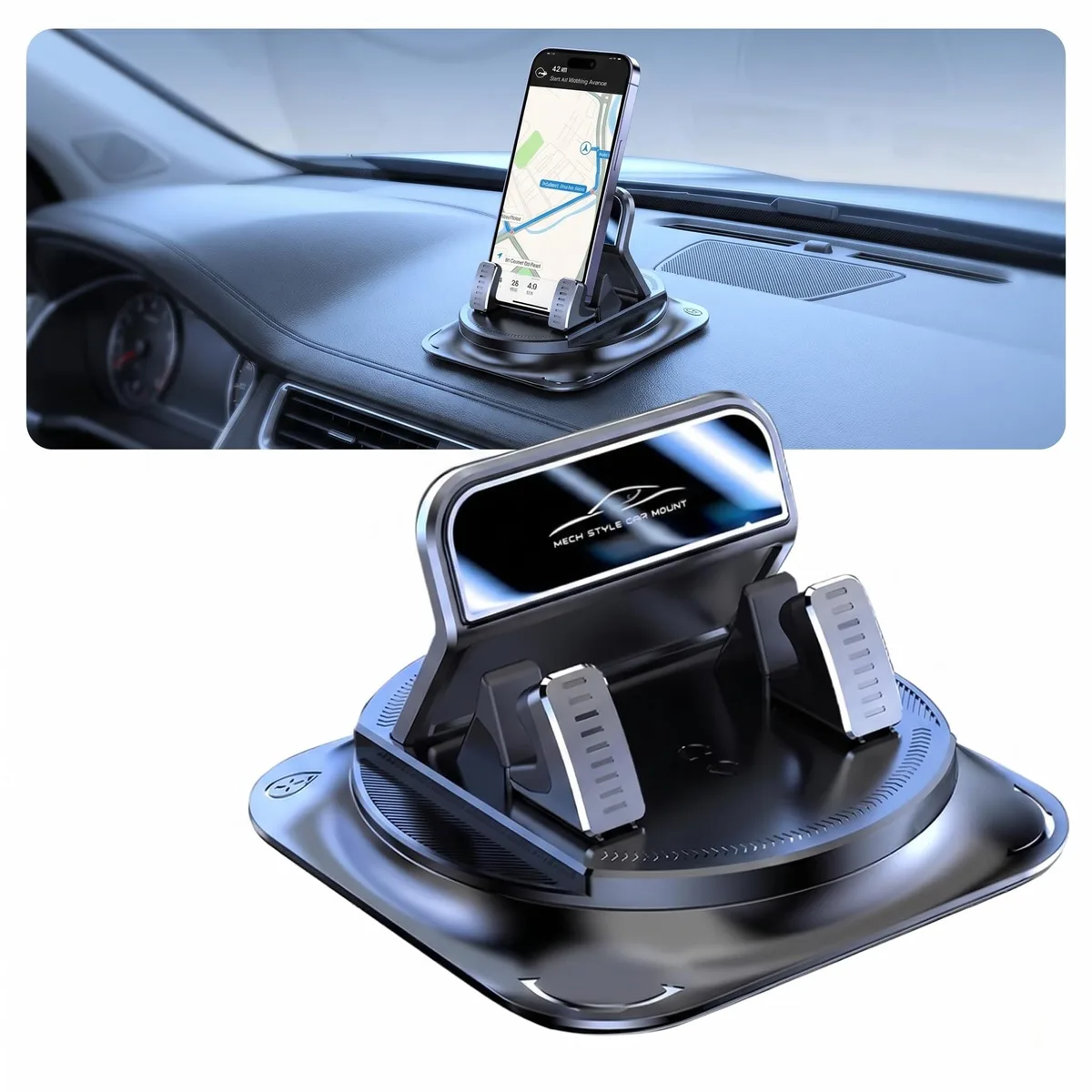  nvojeaf NVOSJZJ3220BL-1PC phone mount dashboard 360° rotation 20 kg hold 3.89" base 2.46" height black — product photo