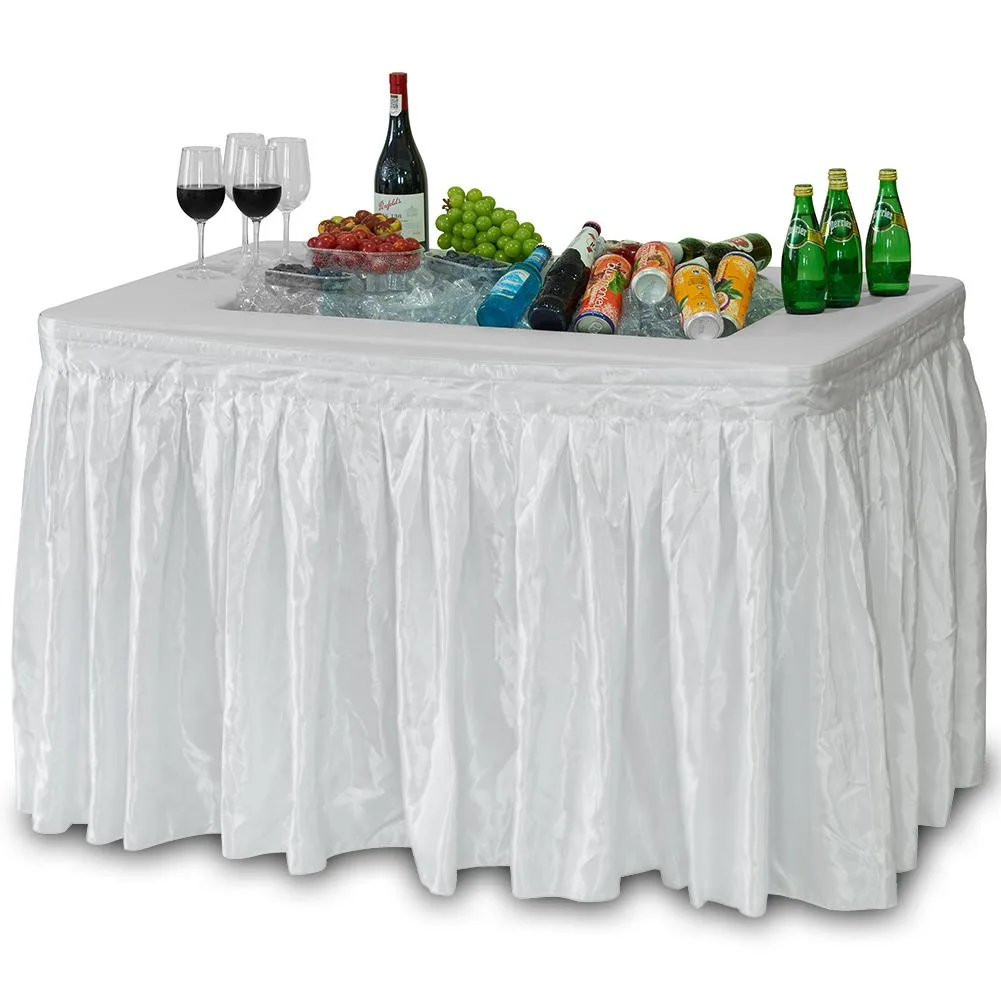 Vandue Corporation Vandue Corporation 4' Folding Ice Bin Table with Edge &amp; Skirt White 47.25" x 31.5" x 33 — product photo