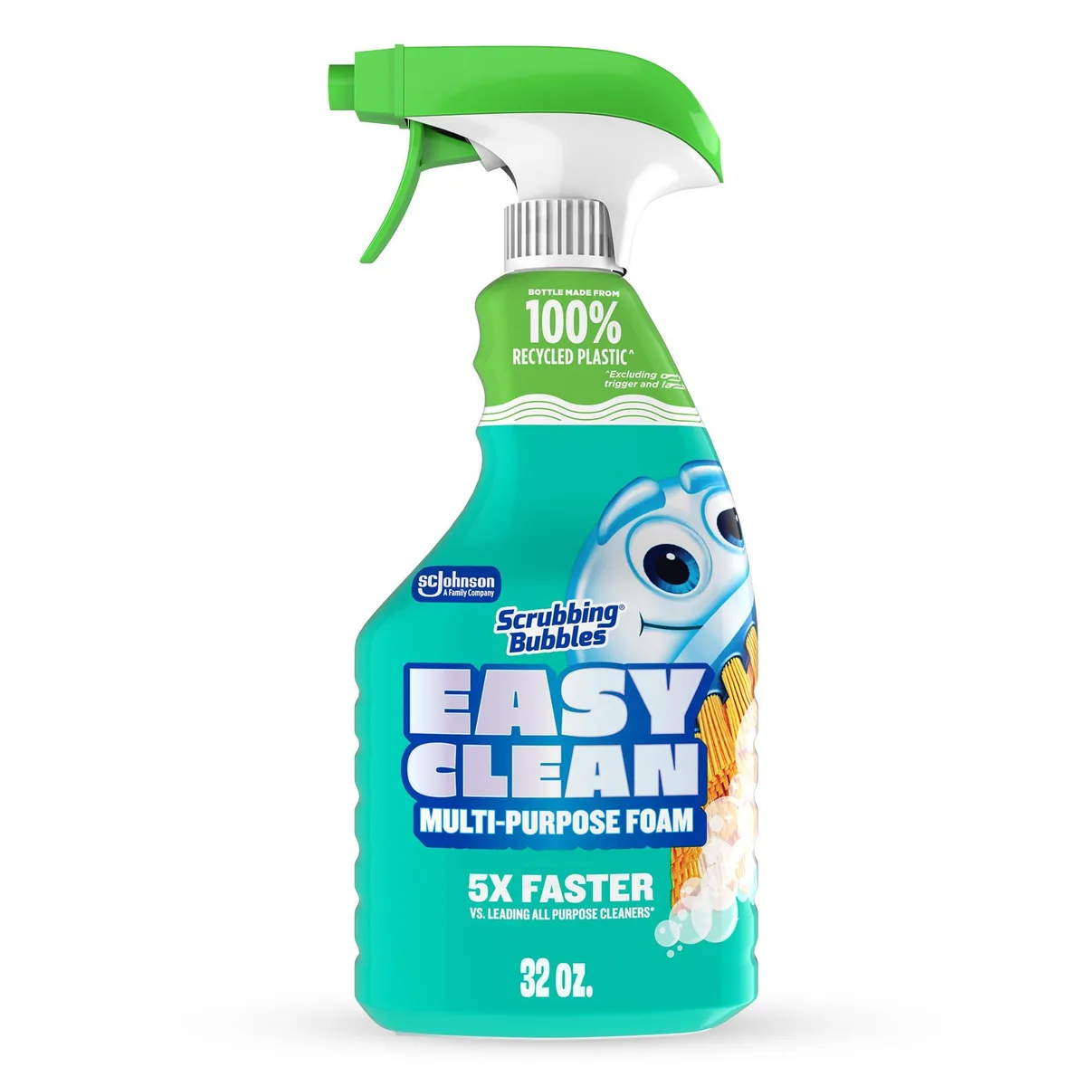 White 32oz trigger spray bottle of foaming bathroom cleaner
