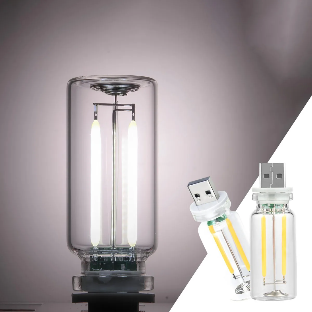 2 Pack Car LED Lights Interior USB Touch Dimmable White — product photo