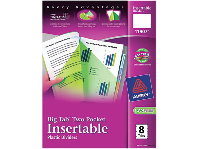 Avery Avery 11907 8-Tab Plastic Dividers with Two Pockets — product photo