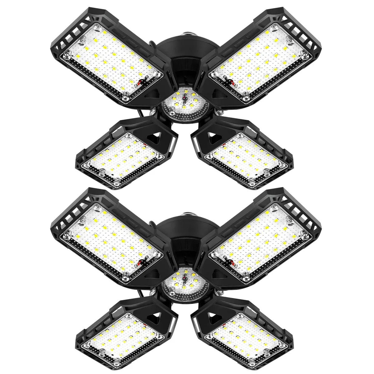 Two white adjustable LED panels with clear prismatic covers, E26 E27 base