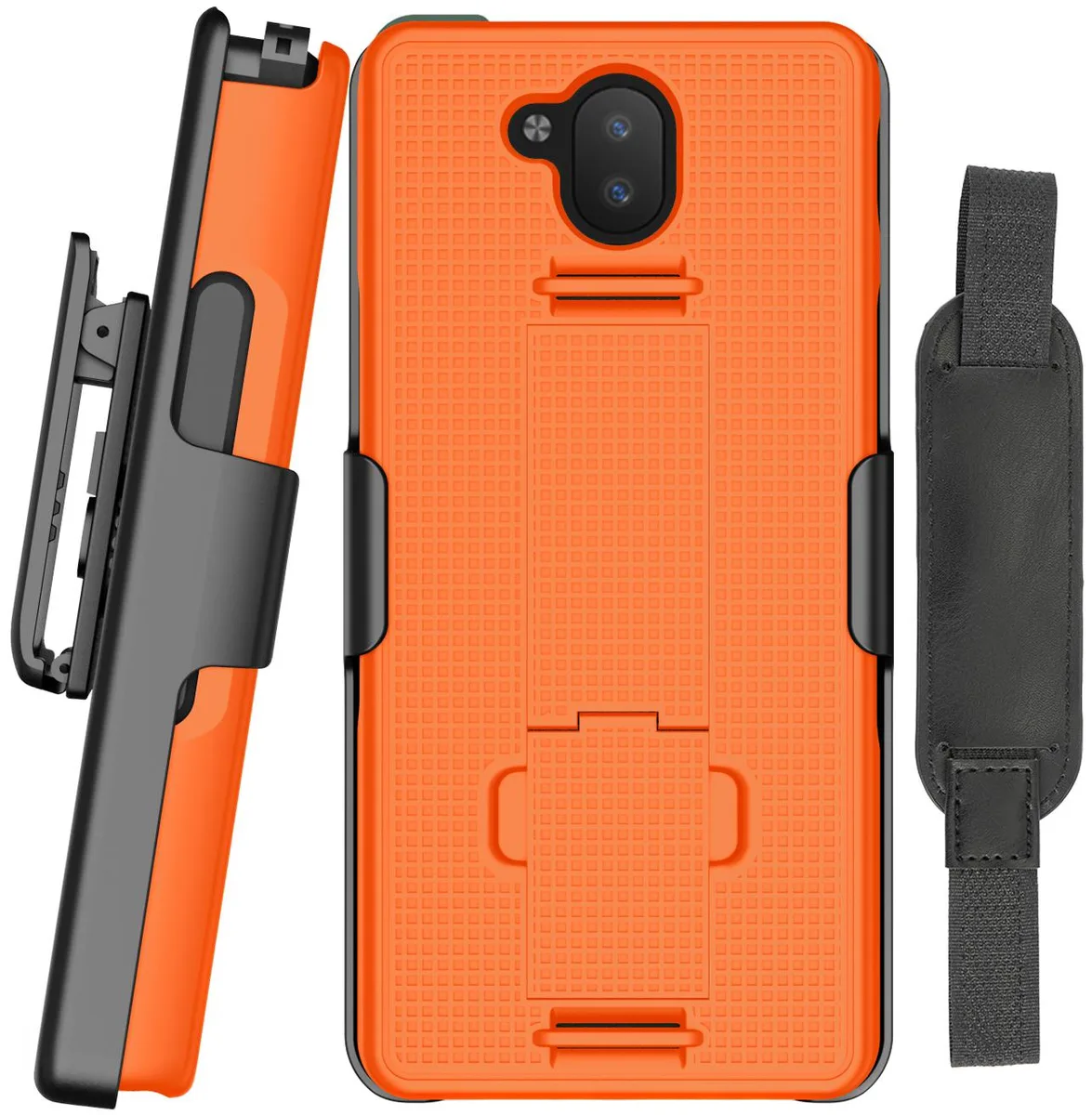 Nakedcellphone Nakedcellphone Kickstand Case + Hand Strap + Belt Clip for Sonim XP10 5G (XP9900) Orange — product photo