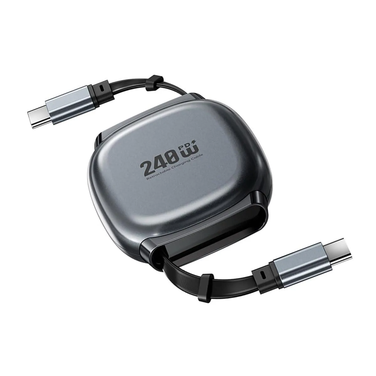 Vszerda Vszerda USB-C retractable coiled cable 240W 480Mbps 100cm Black — product photo