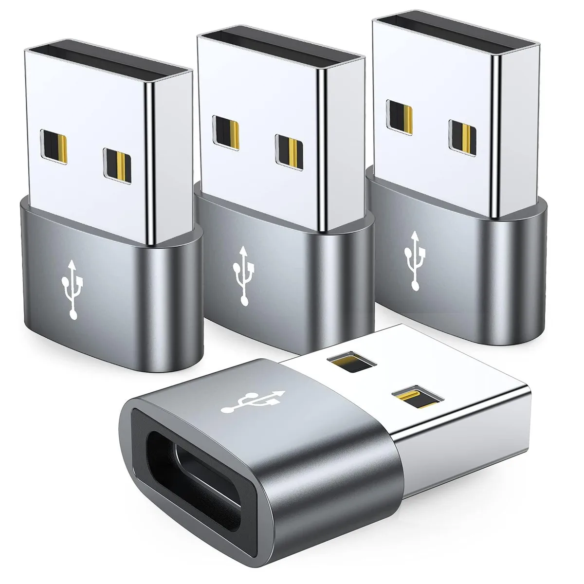  JXMOX USB-C Female to USB-A Male Adapter 4-Pack Grey — product photo