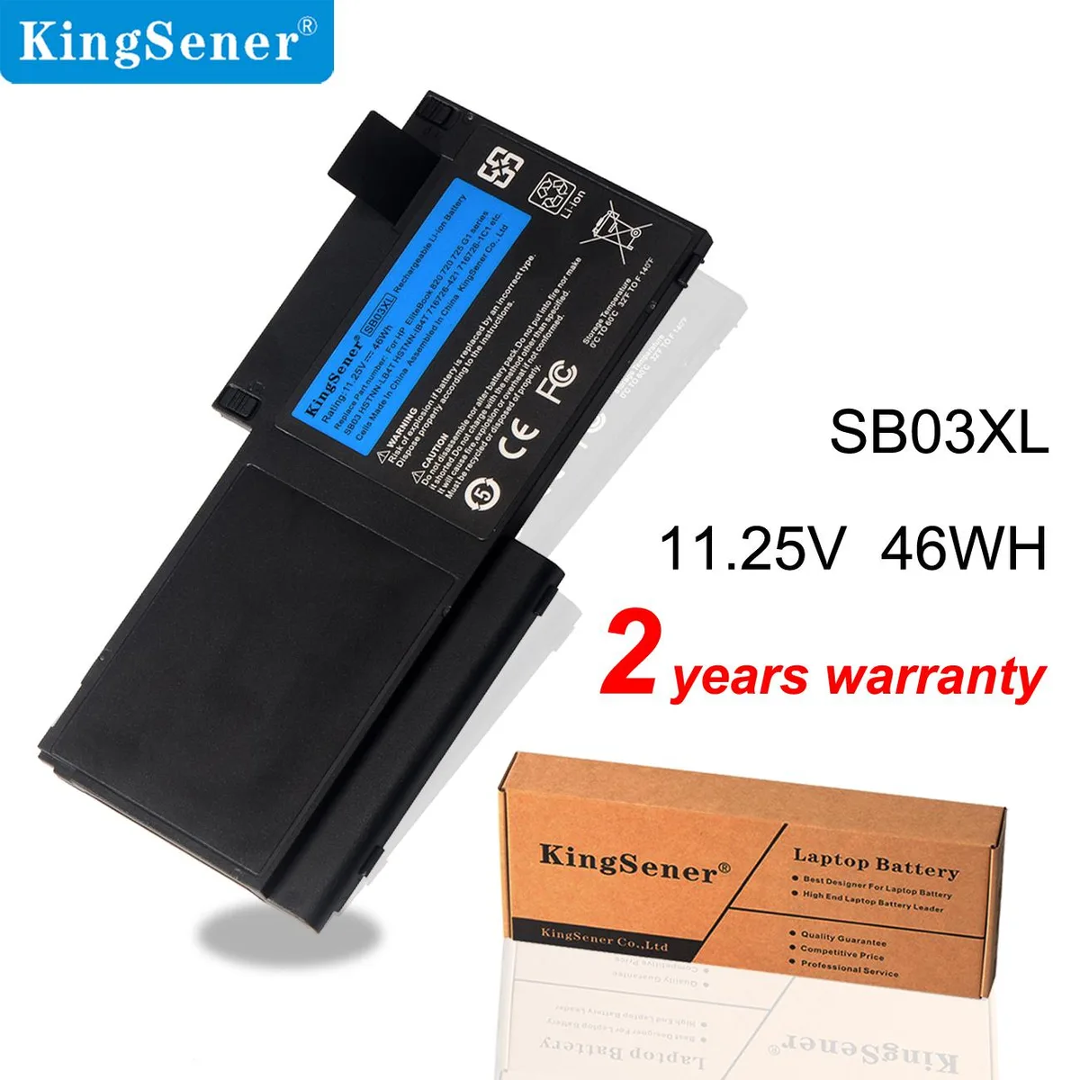 KingSener KingSener SB03XL laptop battery 11.25V 46WH for HP EliteBook 720 725 820 G1 G2 — product photo