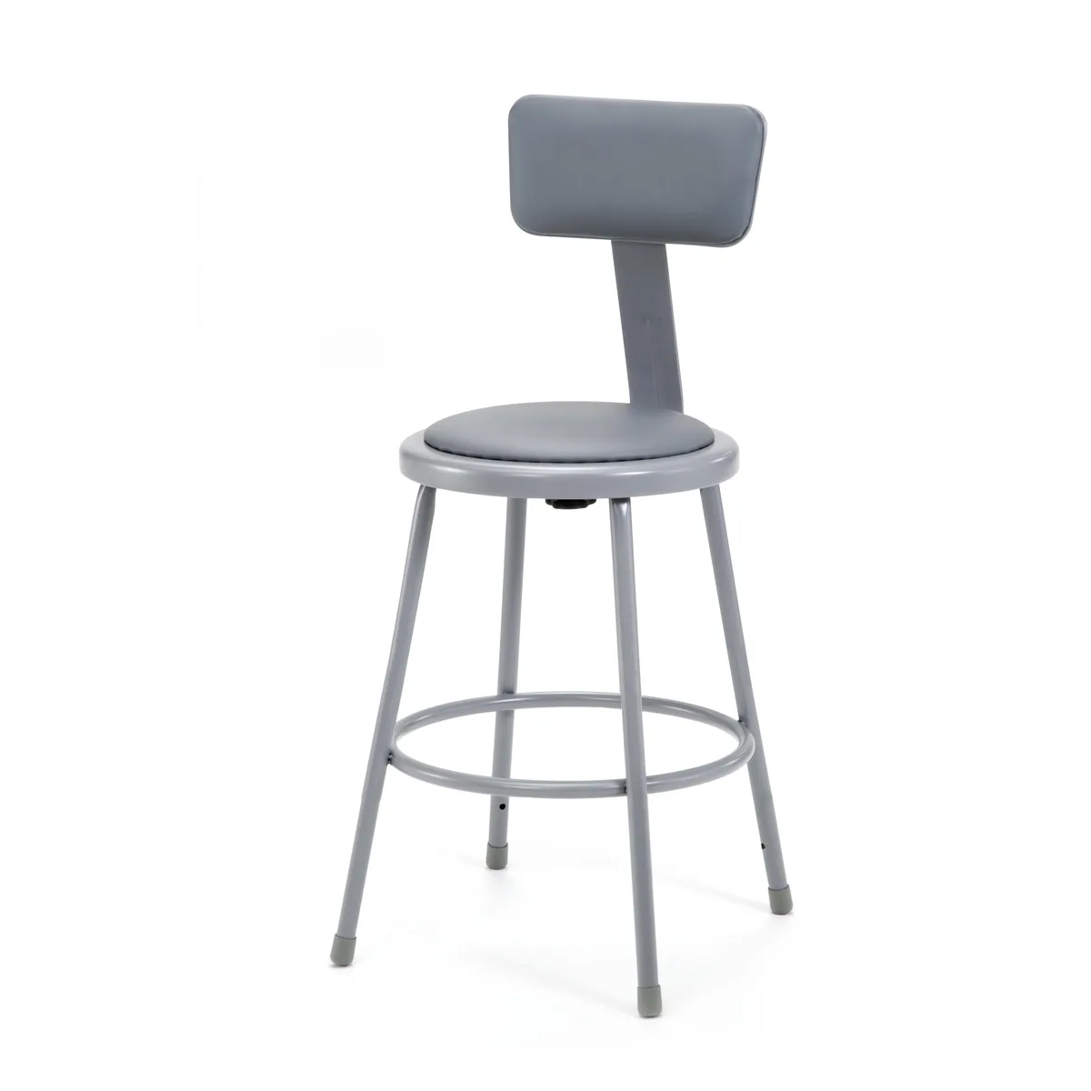 National Public Seating National Public Seating 6424B 24-inch Grey Vinyl Padded Stool — product photo