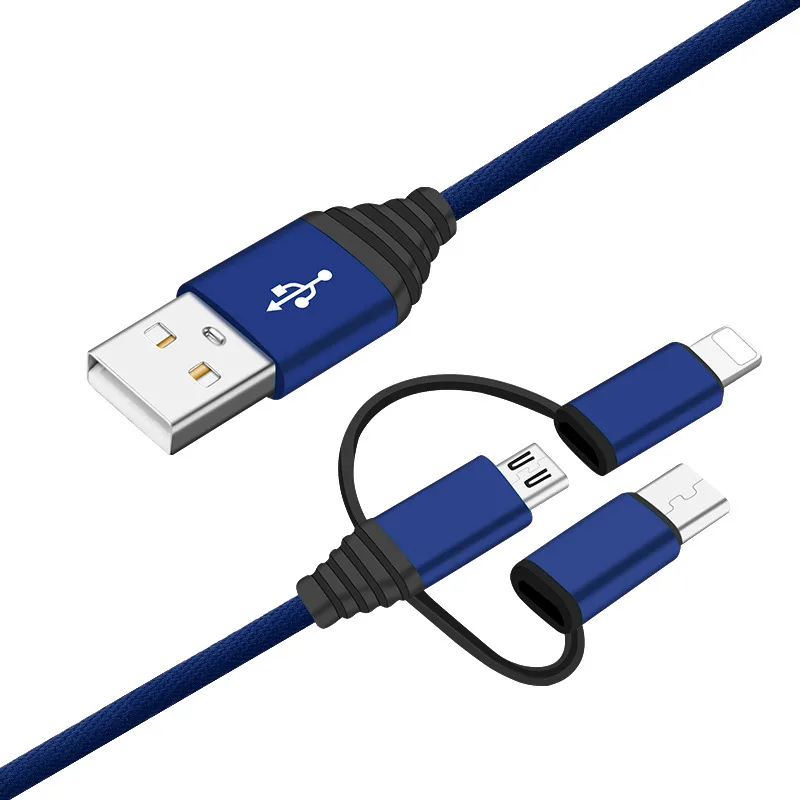 Corn Electronics Corn Electronics 3 in 1 USB Charger Cable Blue 3.3ft — product photo