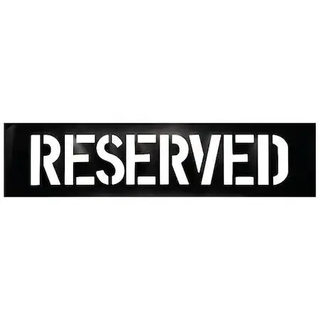 Plastic traffic stencil reading Reserved 12 inch characters 18 inch overall height