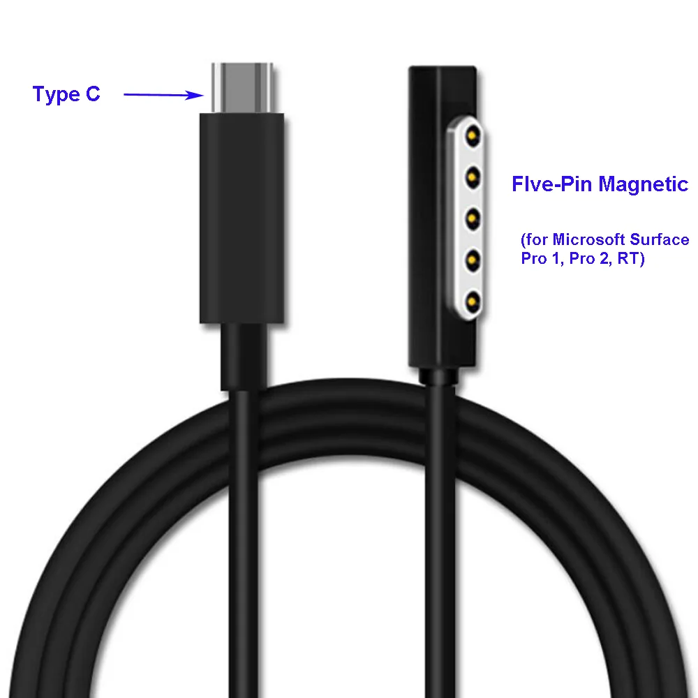 UTONDA Co., Ltd. UTONDA Co., Ltd. USB-C to Surface 5 Pin Magnetic Cable 1.5m Black — product photo