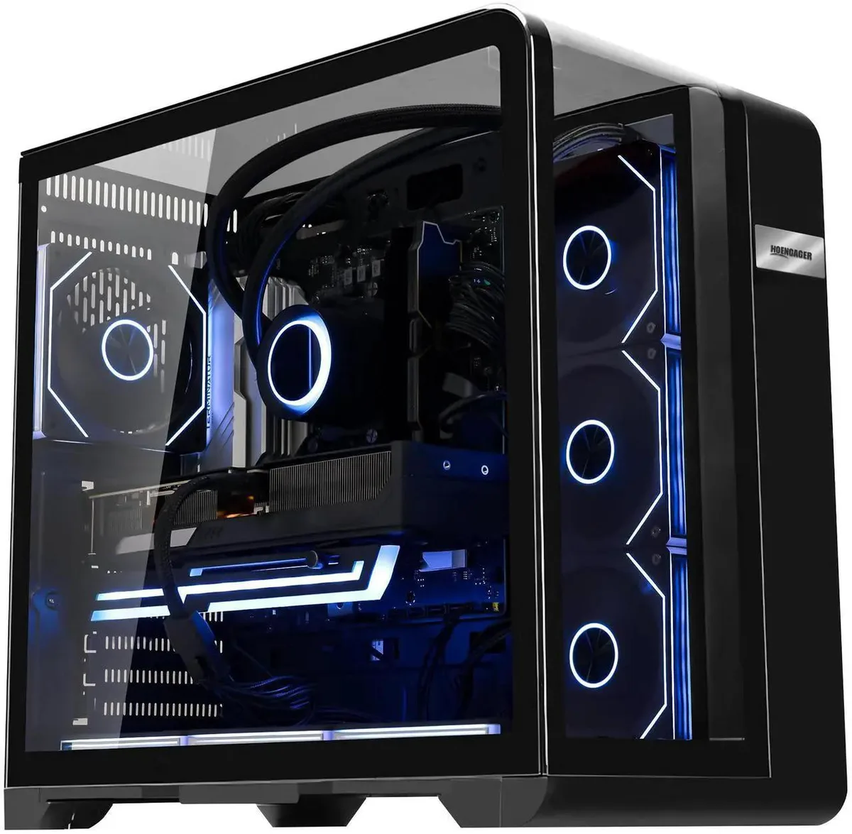 Hoengager Hoengager Gaming PC Ryzen 5 9600X RX 9070 XT 16GB DDR5 3TB 360mm AIO 850W — product photo