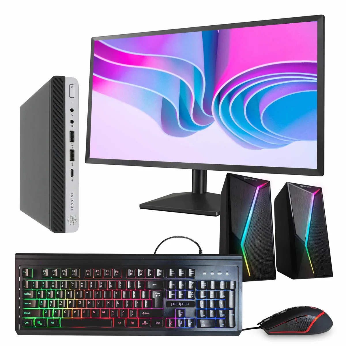 HP HP ProDesk 600 G4 Mini i5-8500T 32GB DDR4 1TB SSD Windows 11 Pro 24" Monitor — product photo