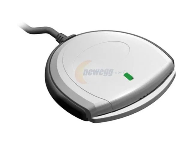 Compact white USB smart card reader with single slot