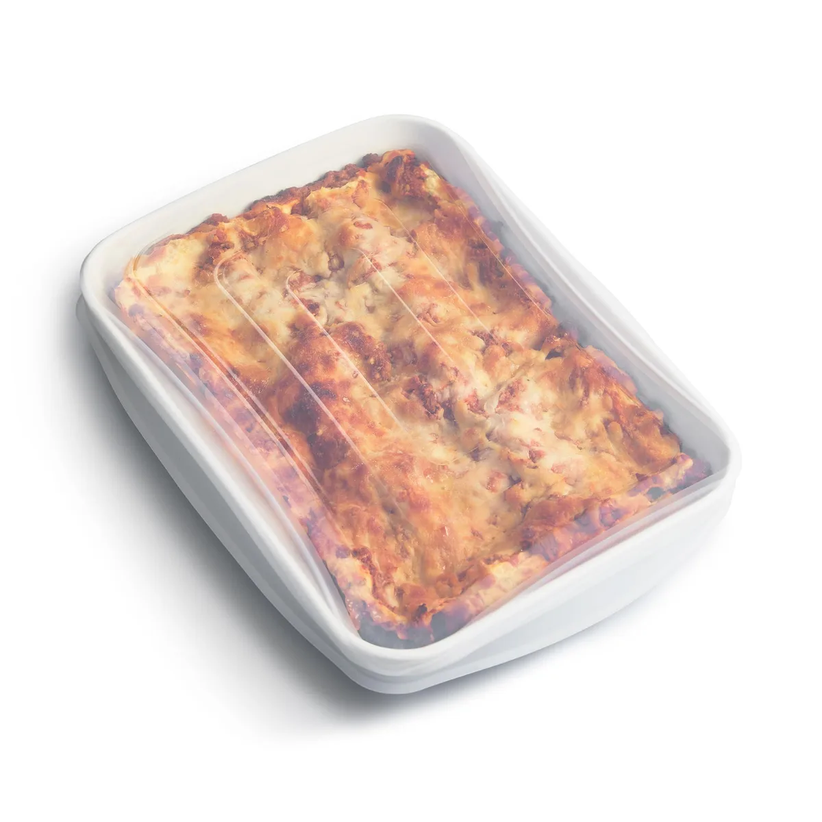 Clear rectangular silicone stretch lid with pull tabs