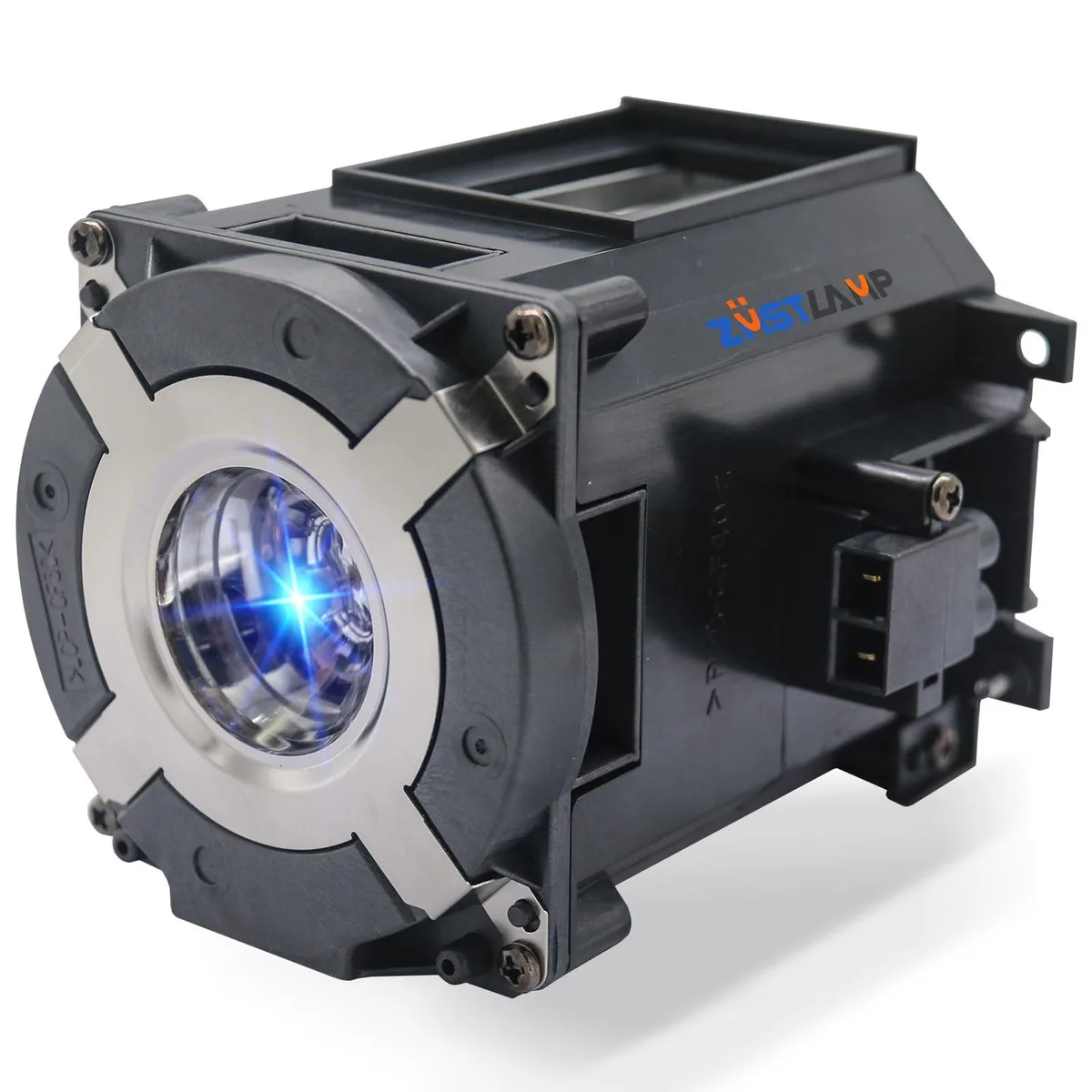 Projector replacement lamp module in black housing