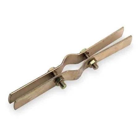 Copper-plated steel riser clamp, 3/4 inch tube size, 9.25 inches long