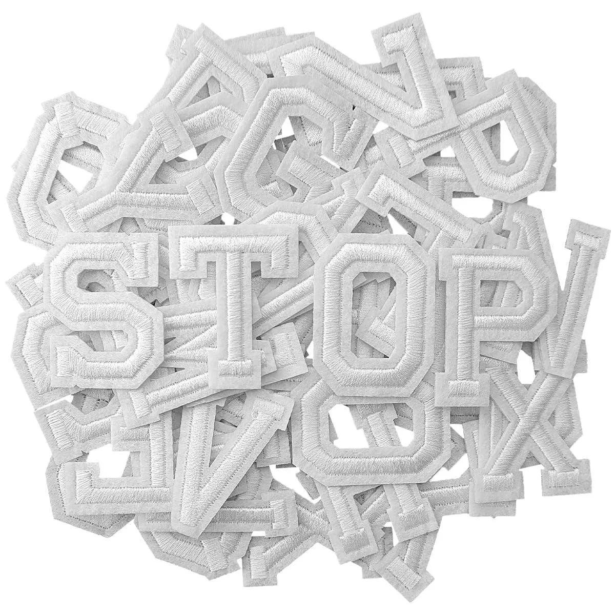 CXWLJL Art Deco 52pcs Iron-on Letter Patches White — product photo