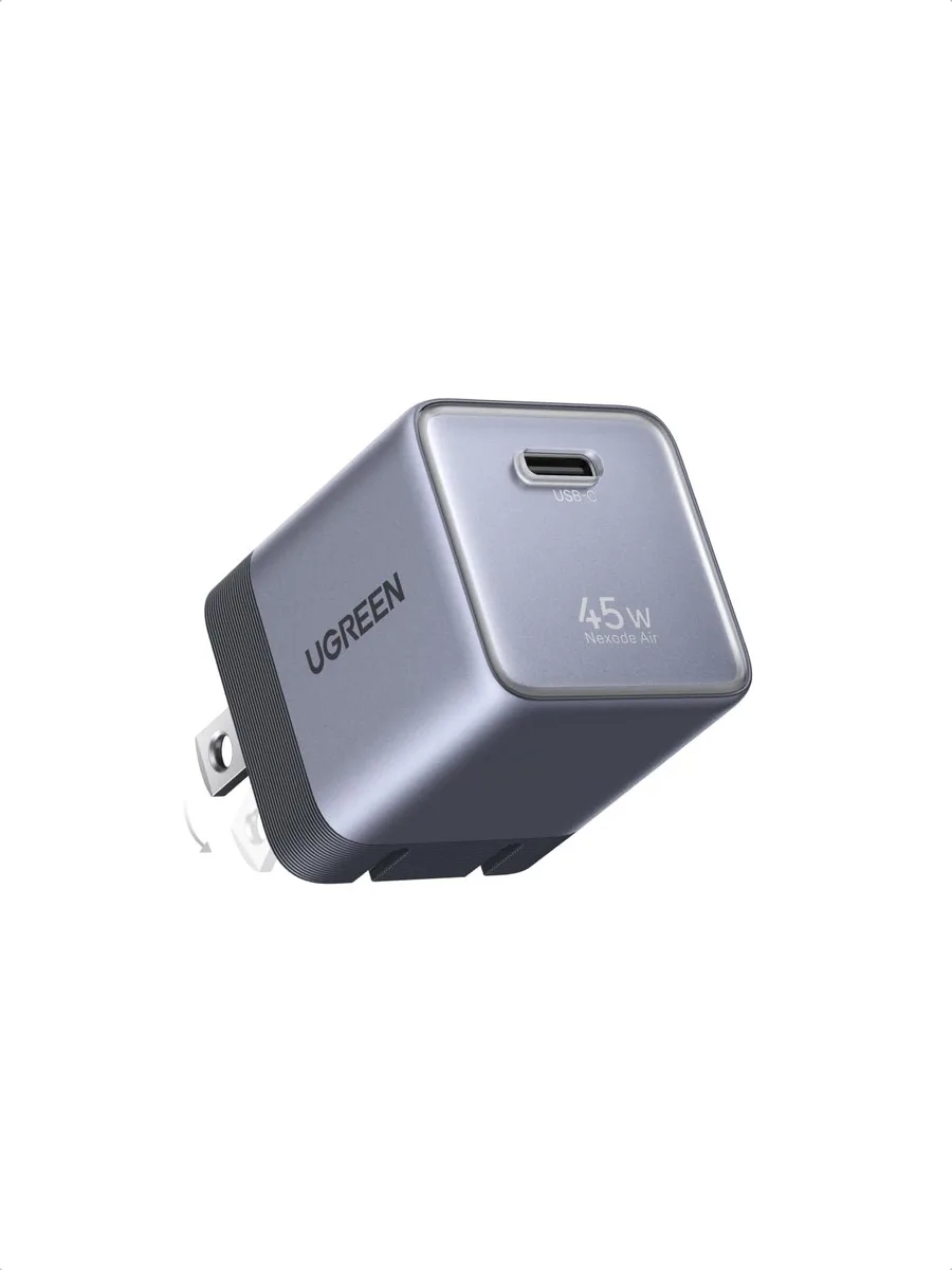  Ugreen X840 Nexode Air 45W USB-C Charger Grey Foldable Plug Compact 1.21x1.21x1.42 — product photo