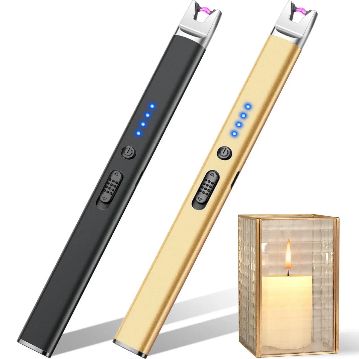 Healthy Living 2 Pack USB Rechargeable Arc Lighters Black Gold — product photo