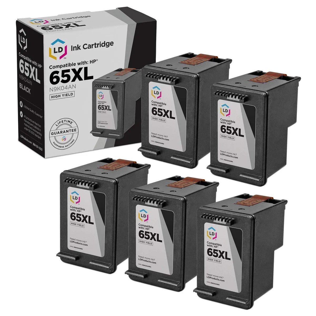 LD Products LD Products HP 65XL Black Ink Cartridge 5-Pack 300 Pages — product photo