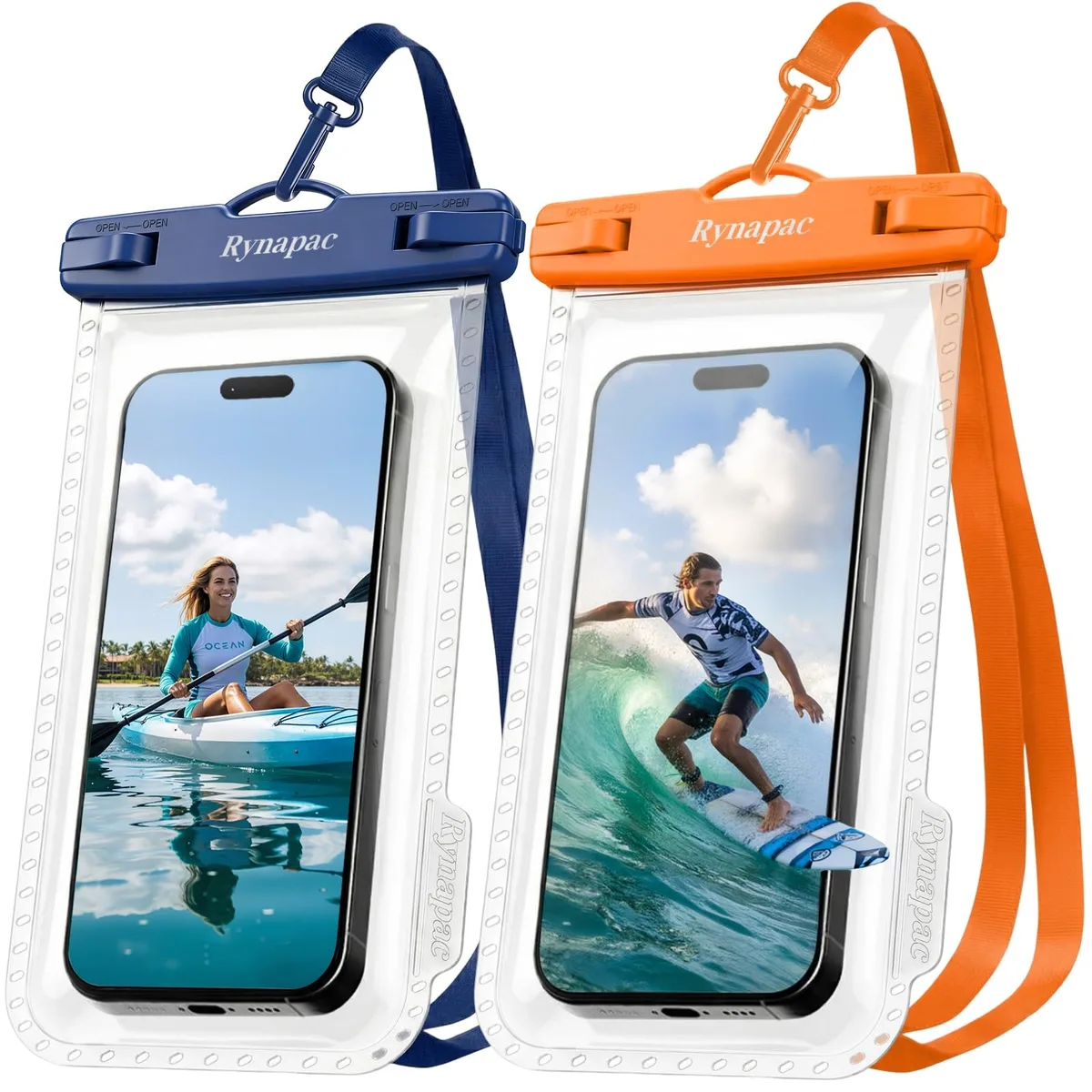 No Sew No Sew Waterproof Phone Pouch 8.5in 2 Pack Orange Navy — product photo