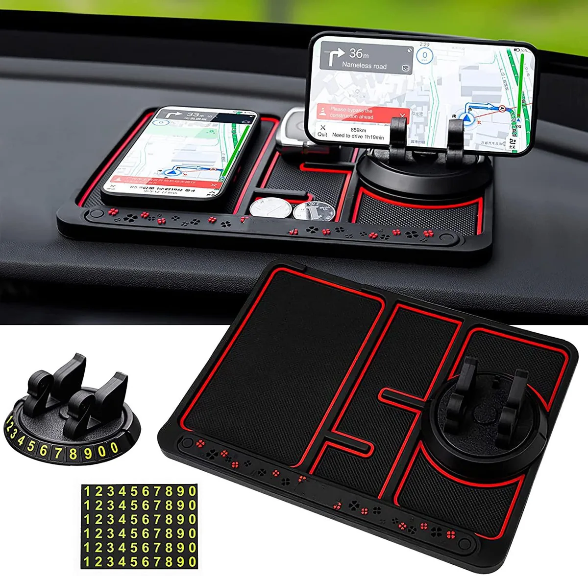 BONAEVER BONAEVER Non-Slip Phone Pad with Phone Number Plate Aromatherapy Anti-Shake Pad Universal Phone Holder — product photo