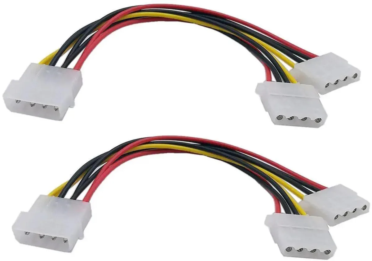SMUGDESK SMUGDESK Molex 4 Pin Y Splitter Power Cable 1 Male to 2 Female 2 Pack — product photo