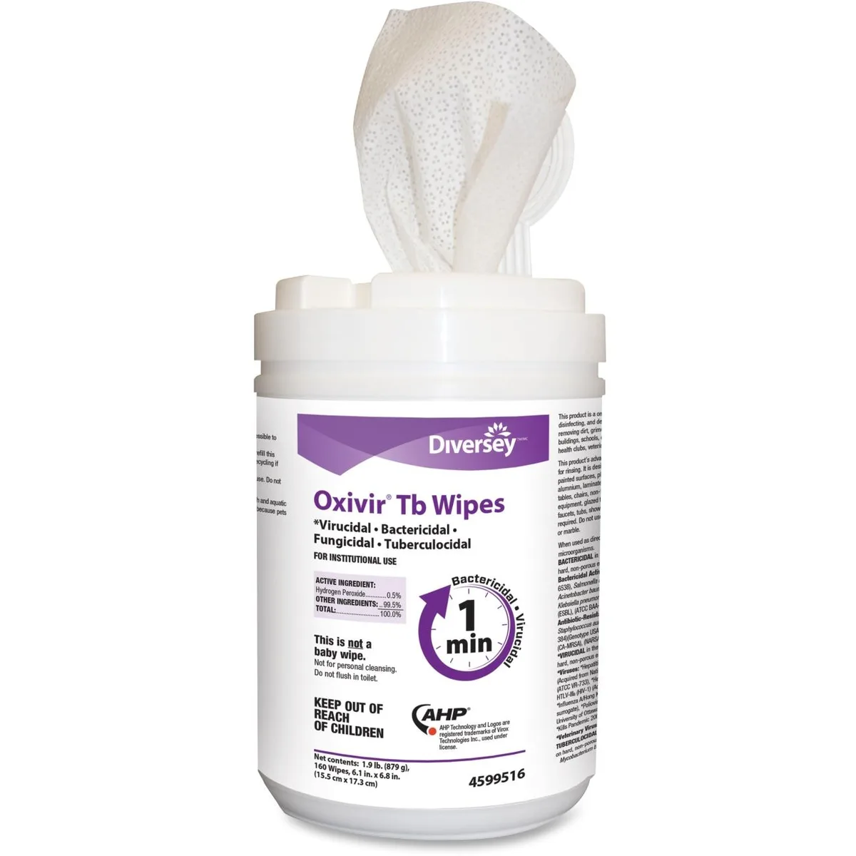 JohnsonDiversey JohnsonDiversey 4599516CT Oxivir TB Wipes 12 Carton 160 Count 6x7 — zdjęcie produktu