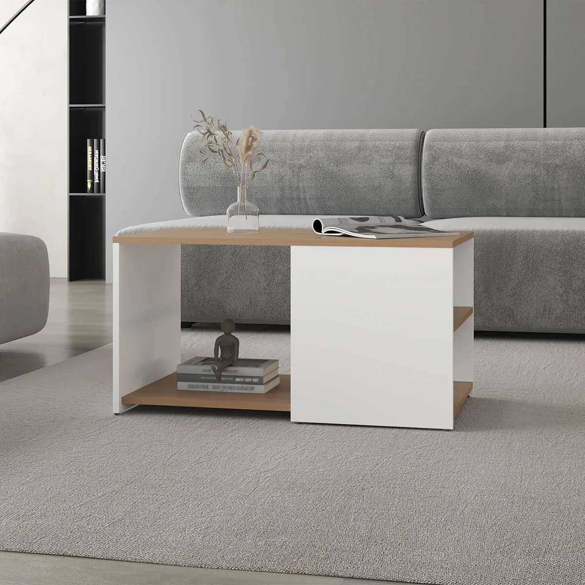 tuphen tuphen Kaibito Coffee Table with Open Storage White Natural Oak 31 17 16 — product photo
