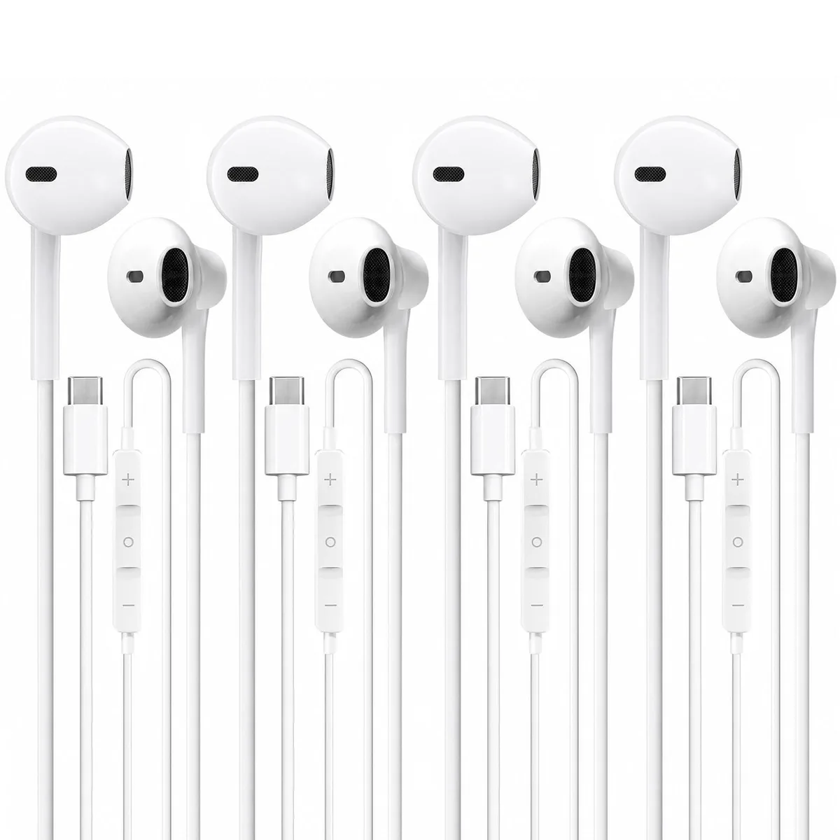  CLIPSUN USB C Headphones-4Pack White In-Ear Wired Headset — product photo