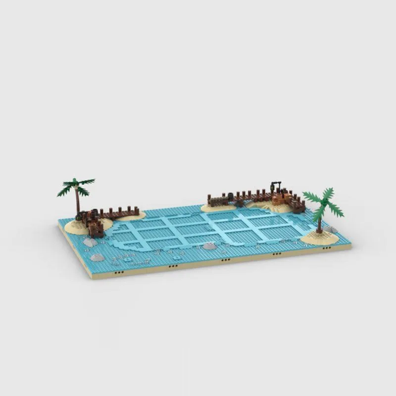 ZITIANYOUBUILD ZITIANYOUBUILD MOC-210286 Pirates Diorama Shoreline Ocean Scene Base Building Blocks Set 823PCS — product photo