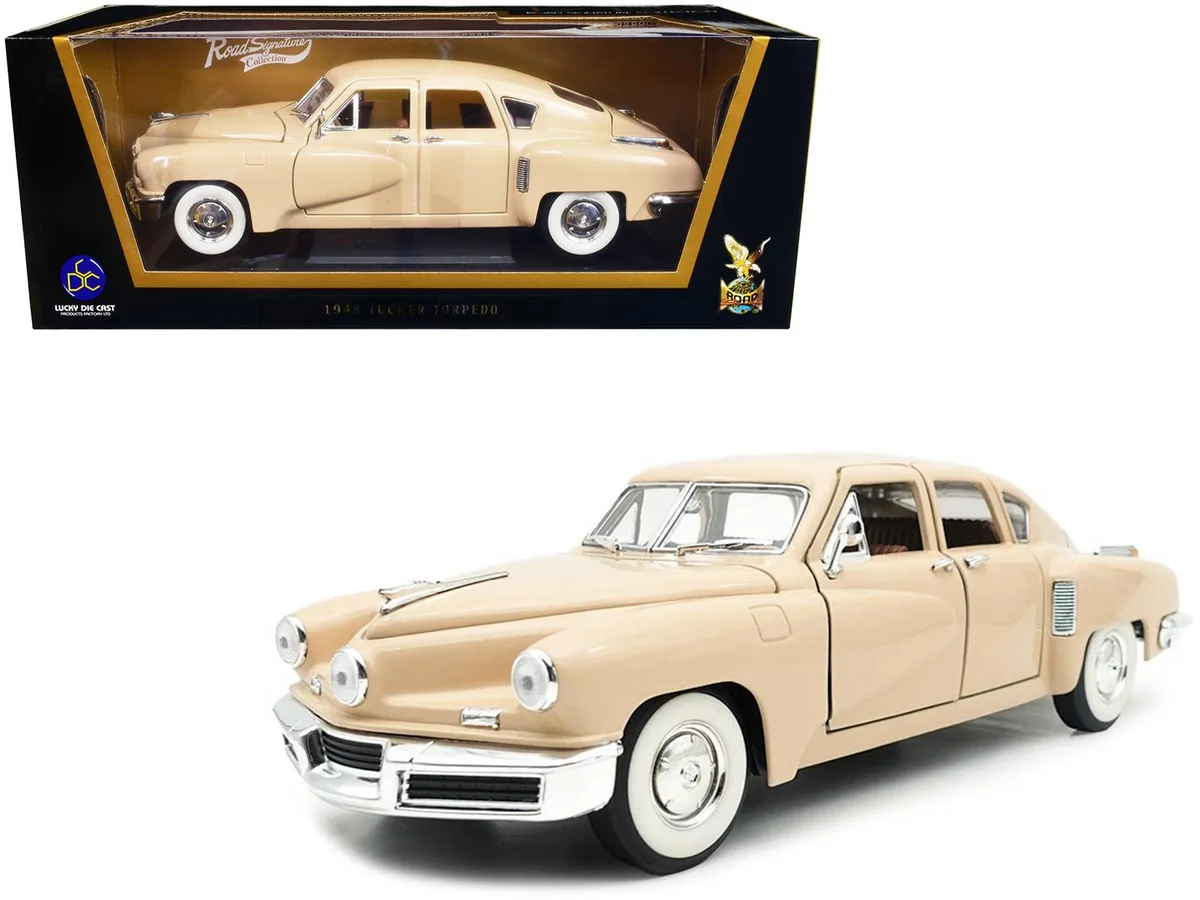 ROAD SIGNATURE ROAD SIGNATURE 1948 Tucker Torpedo Cream 1/18 Diecast Model Car hobby collectible — product photo