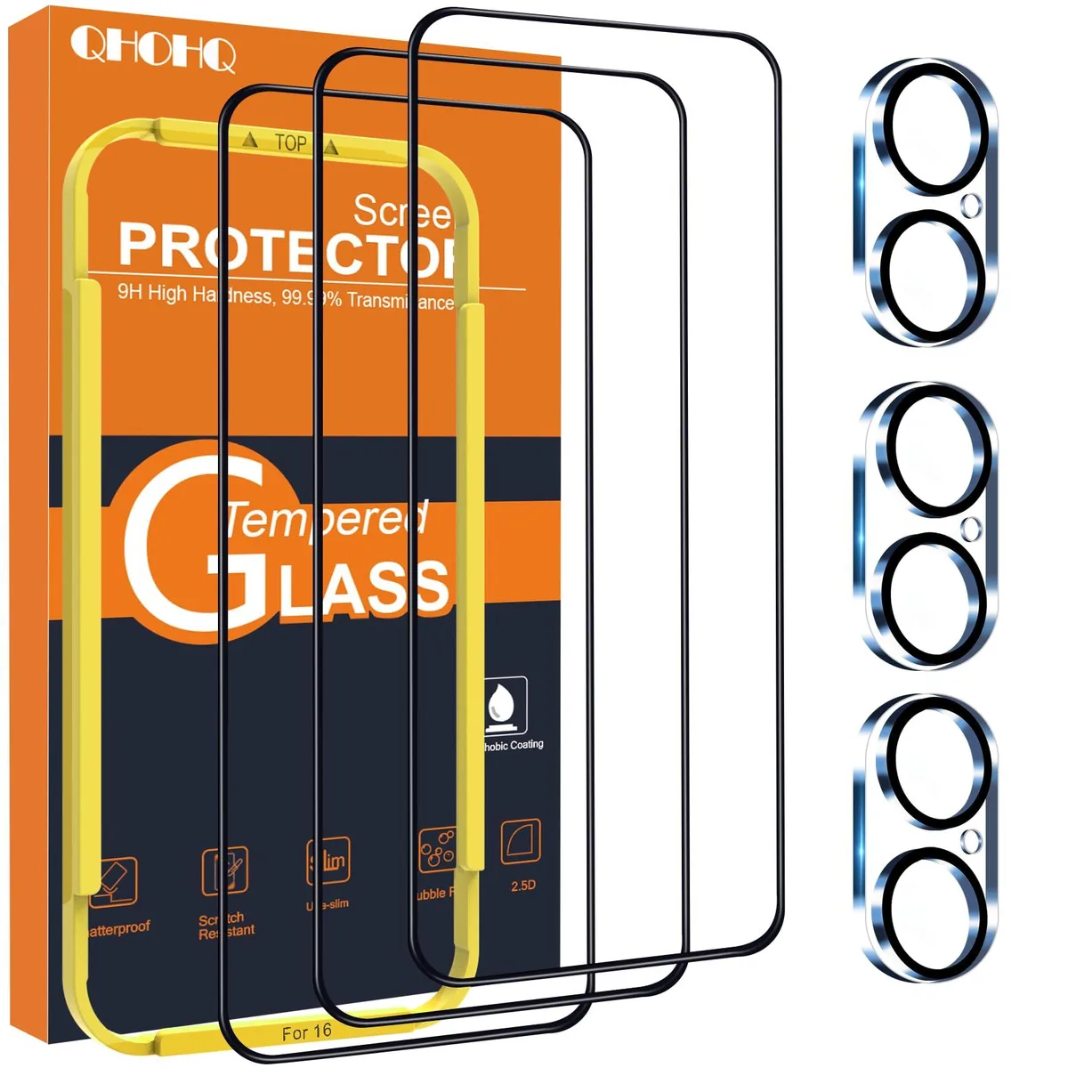 QHOHQ iPhone 16 6.1 Inch Screen Protector 3 Pack — product photo