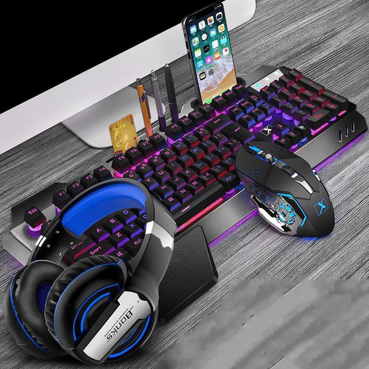 Vszerda Vszerda K680 Gaming Keyboard Combo Black 104 Keys 2400 DPI Bluetooth 5.0 Headset — product photo