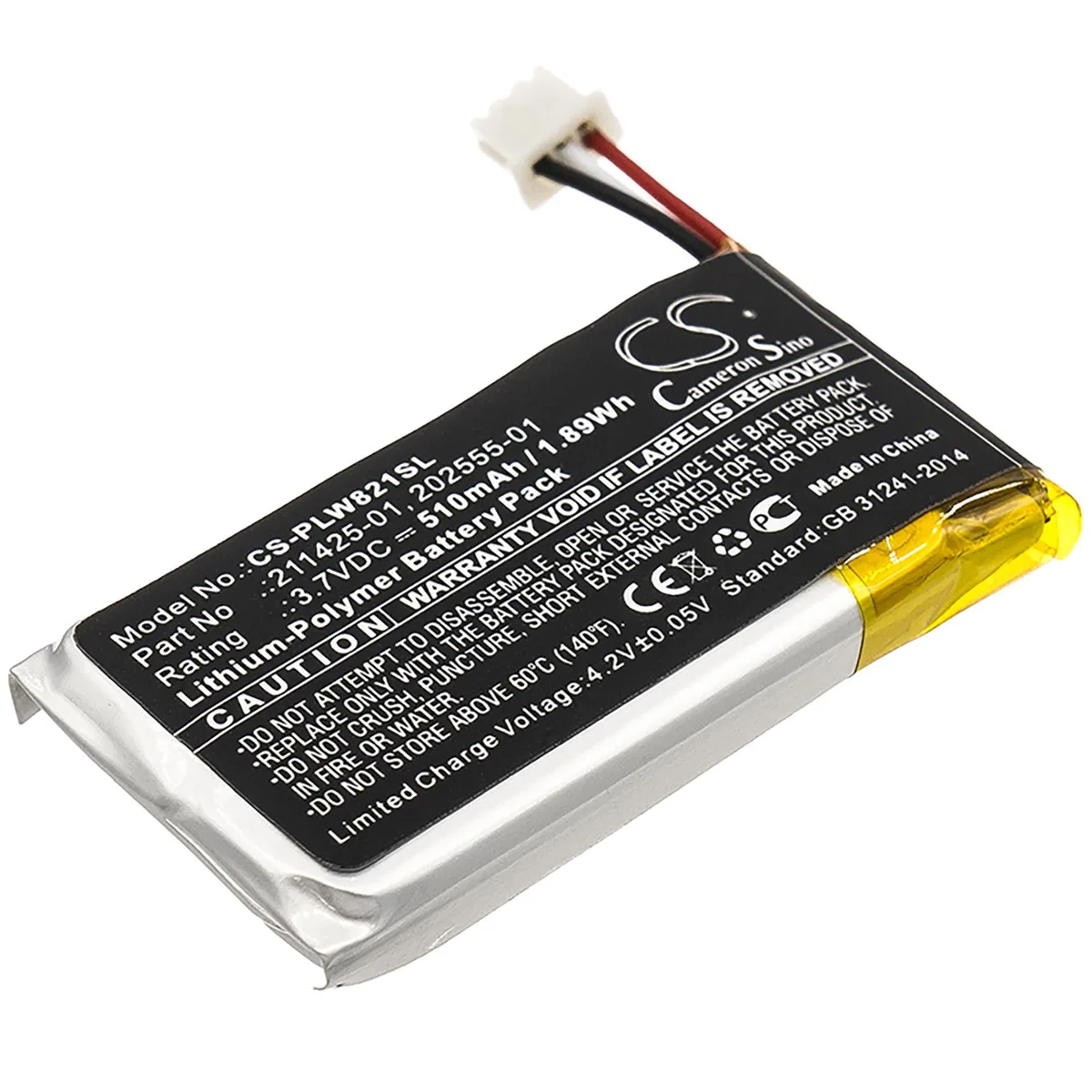 Cameron &amp; Co Cameron &amp; Co DS-CS-PLW821SL HeadPhone Battery 510mAh 3.7V Li-Polymer Black — product photo